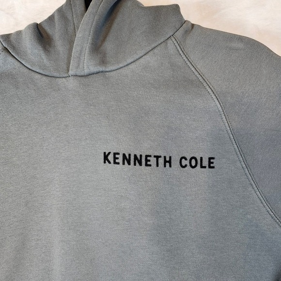 Kenneth Cole Mens Grey Fleece Hoodie Logo Pullover Sweatshirt KF9V91PNFCM XL - Picture 8 of 14